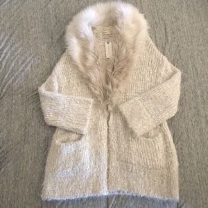 Faux Fur Collared Cardigan